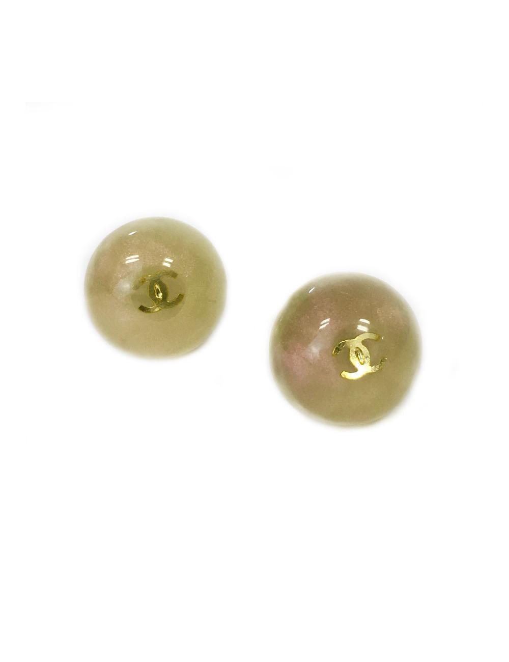 Boucles d'oreille clous CHANEL bicolores beige rosé