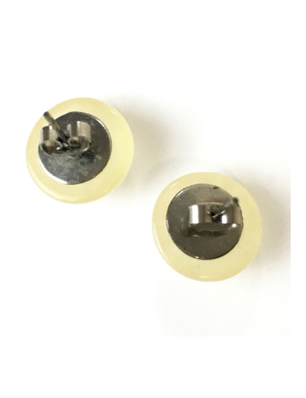 Boucles d'oreille clous CHANEL bicolores beige rosé