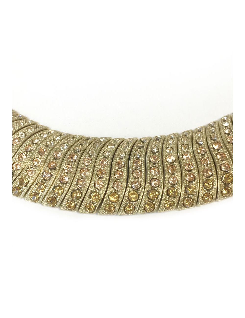 CHANEL choker necklace in gilt metal and rhinestones