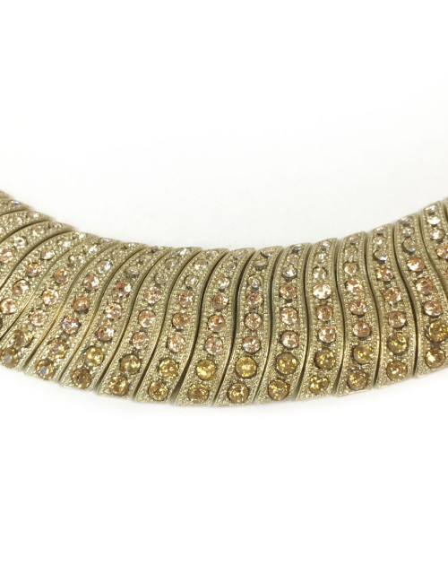 CHANEL choker necklace in gilt metal and rhinestones