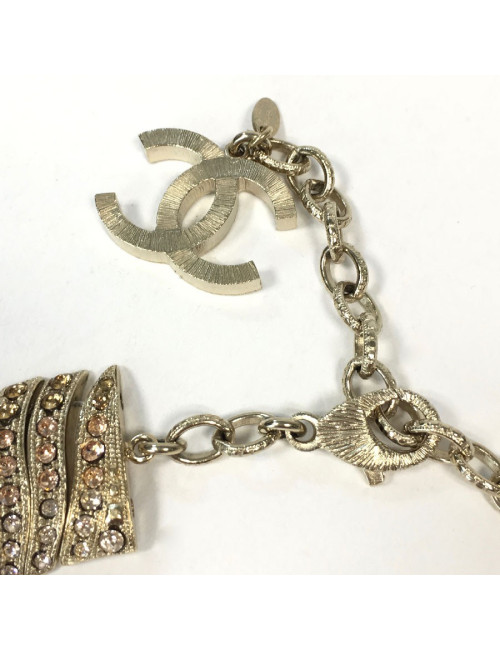 CHANEL choker necklace in gilt metal and rhinestones