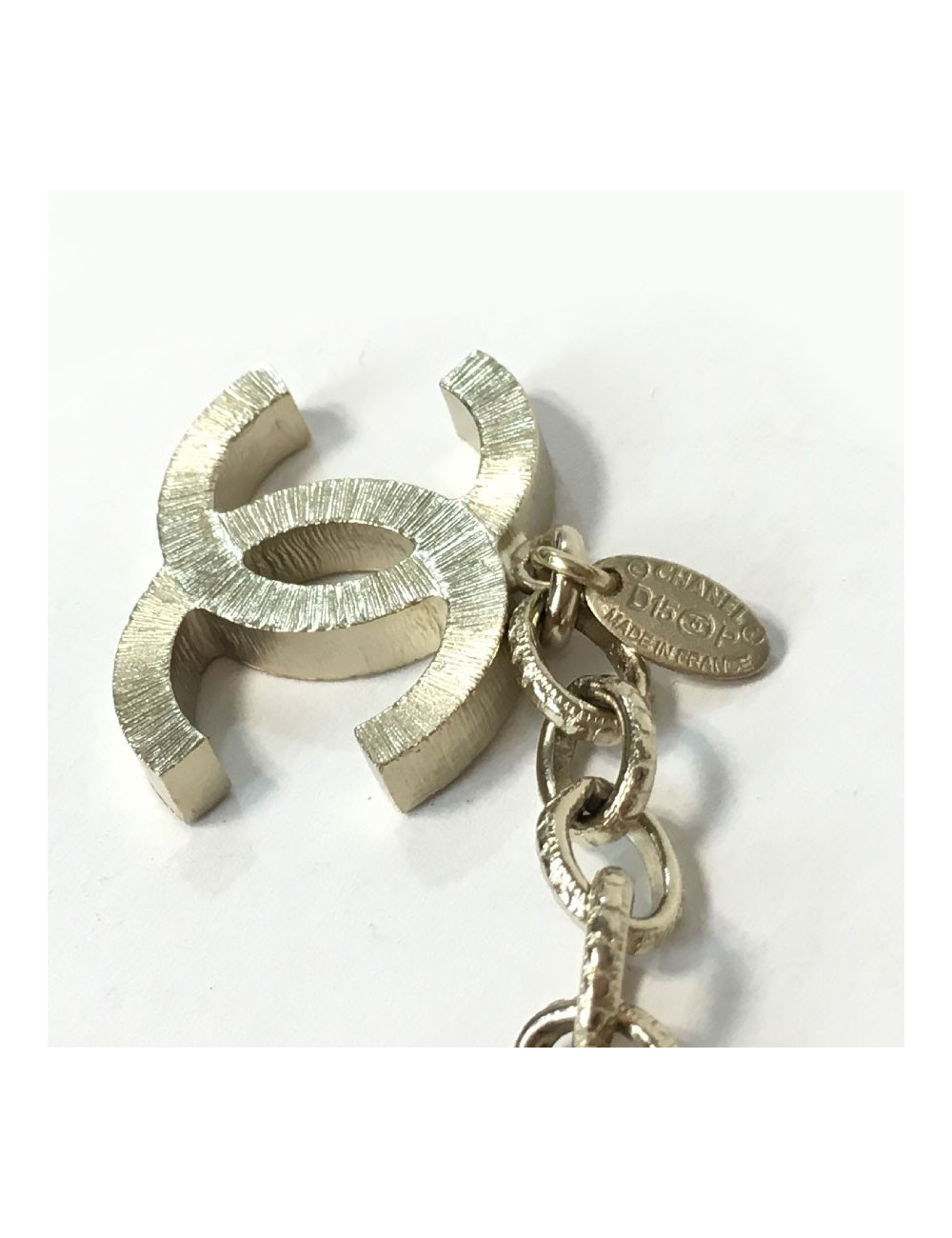 Collier CHANEL ras de cou doré et strass 