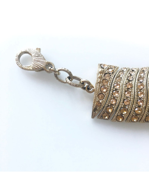 Collier CHANEL ras de cou doré et strass 
