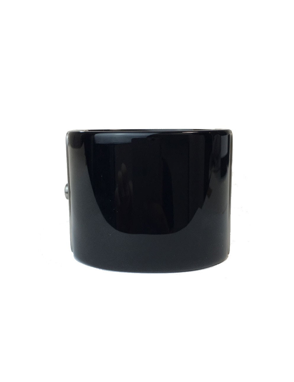 CHANEL cuff bracelet in black plexi and CC in gunmetal color