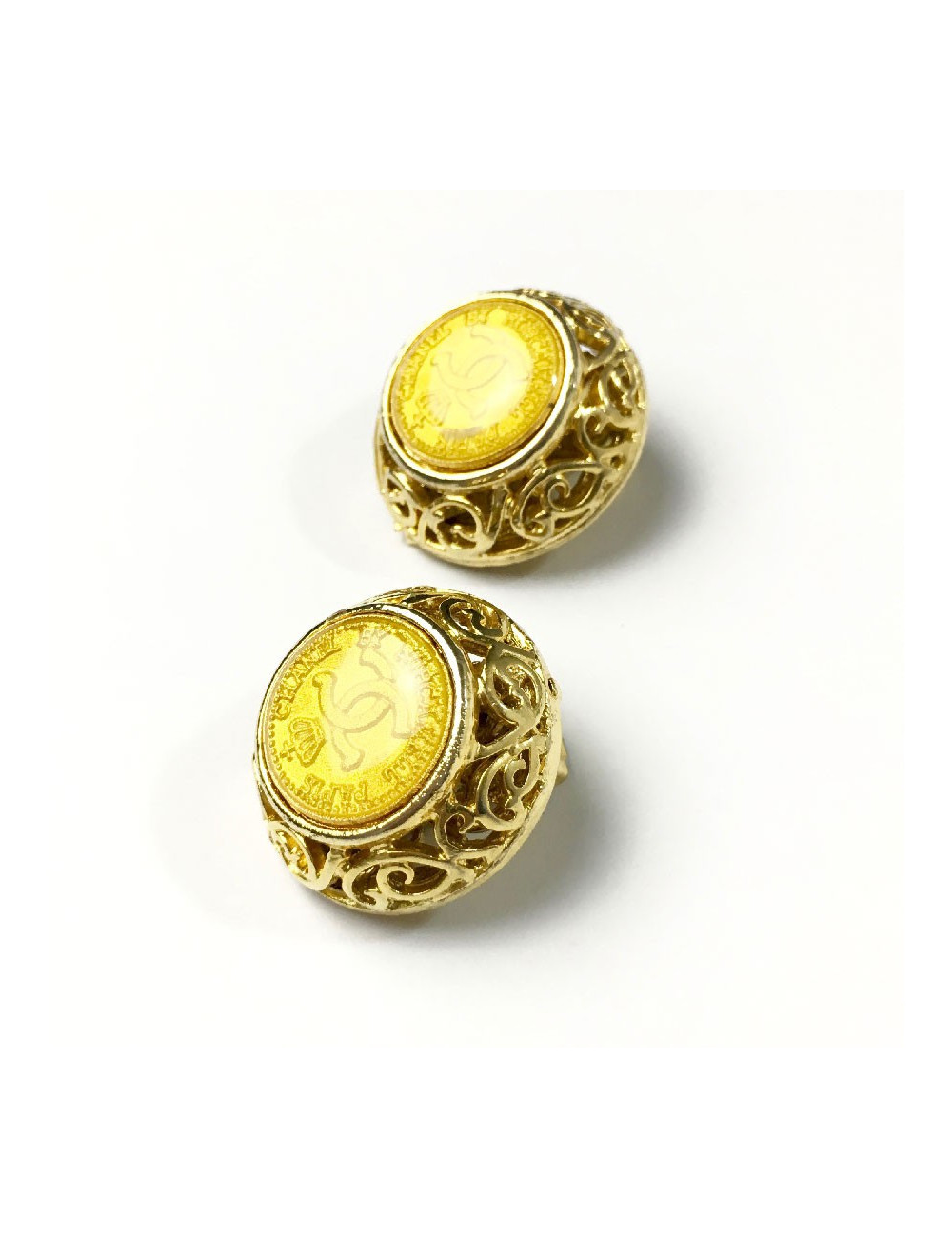 Boucles d'oreille clips CHANEL vintage dorés