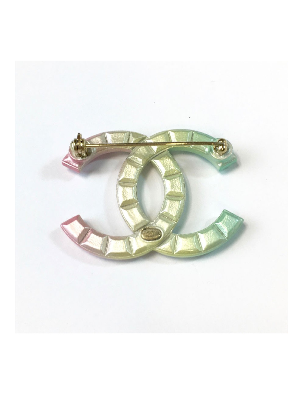 Broche CHANEL CC  pointes de diamant tricolores