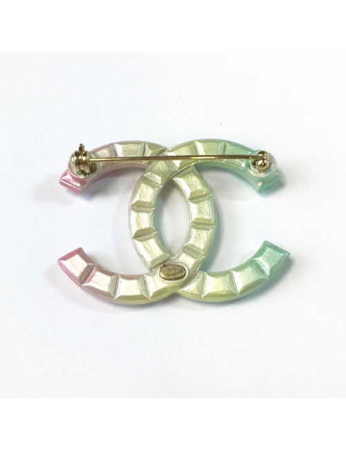 Broche CHANEL CC  pointes de diamant tricolores