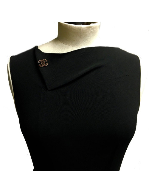 Pin's CHANEL 'CC' strass noirs et fuschia