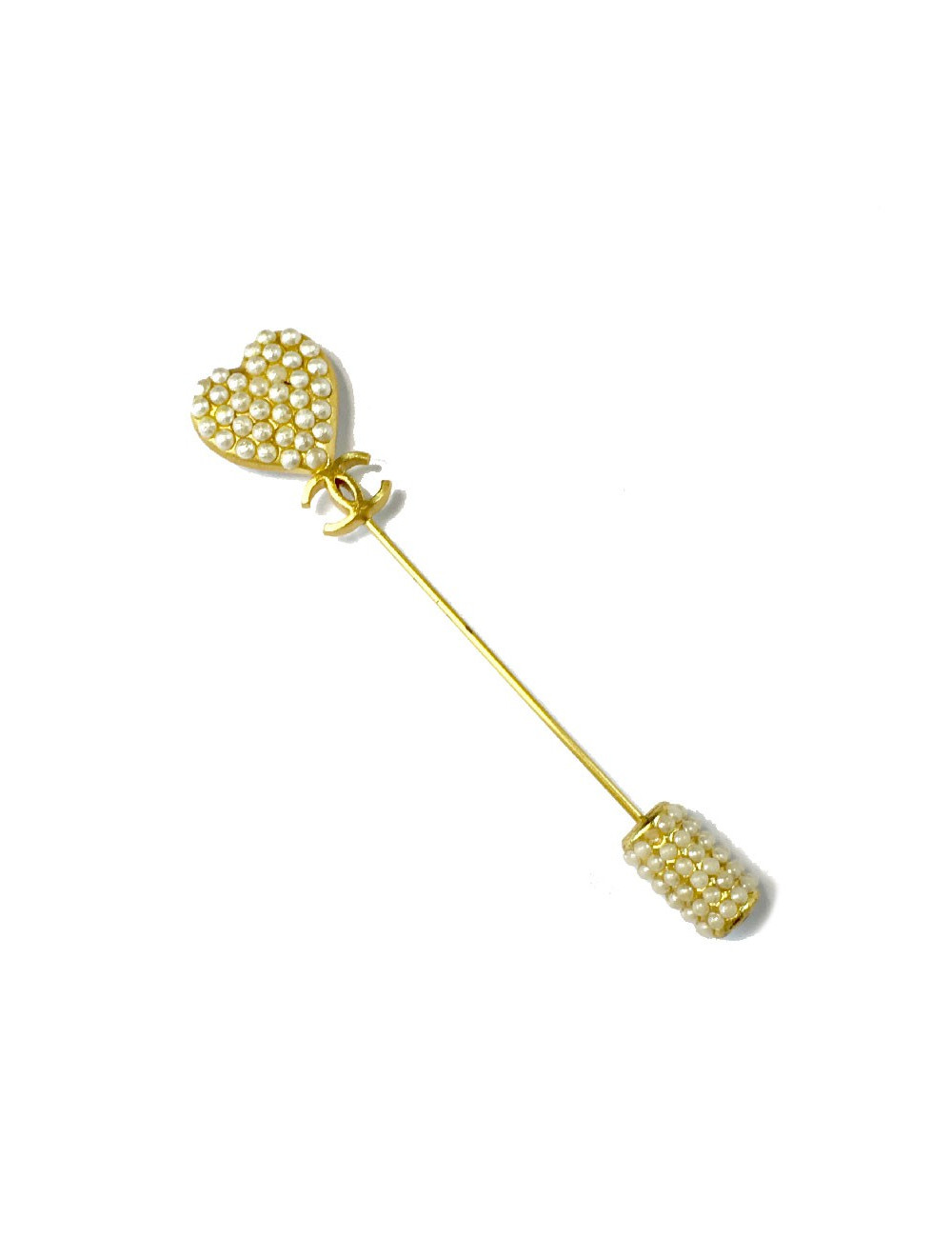 Epingle CHANEL coeur avec perles nacrées