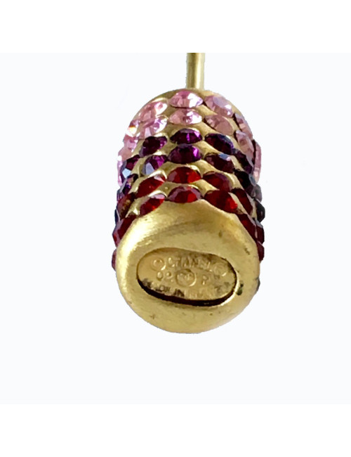 Epingle CHANEL coeur émaillé corail 