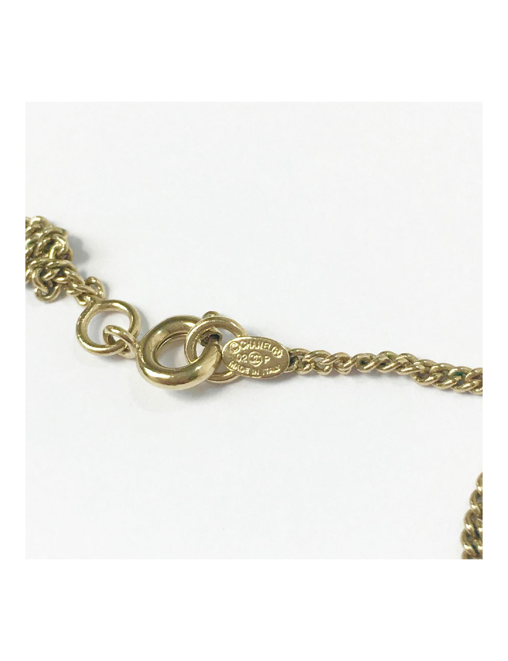 Collier CHANEL camélia émaillé beige