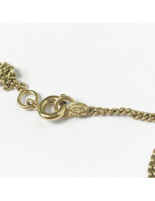 Collier CHANEL camélia émaillé beige