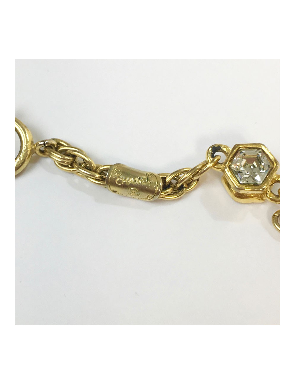 Collier CHANEL CC vintage strass et brillants