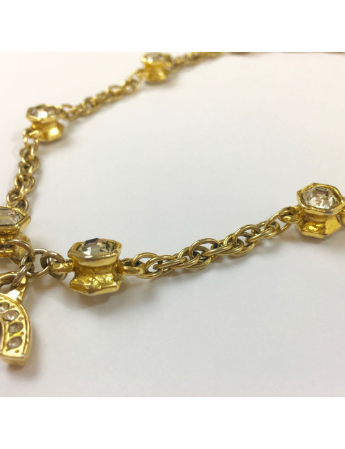 Collier CHANEL CC vintage strass et brillants