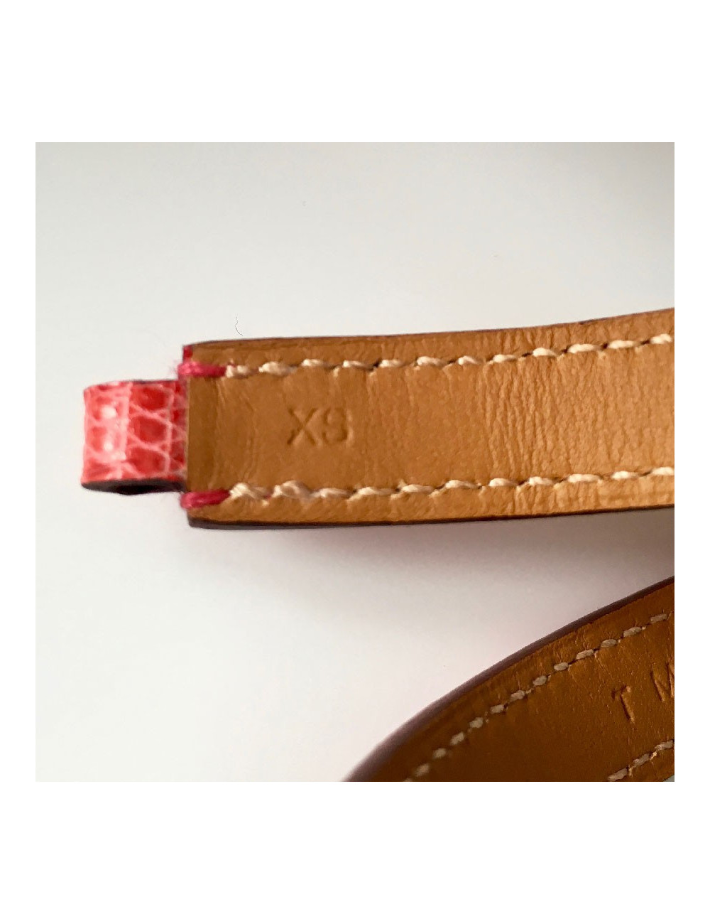 Bracelet Rivale double  HERMES cuir lezard bougainvilliers