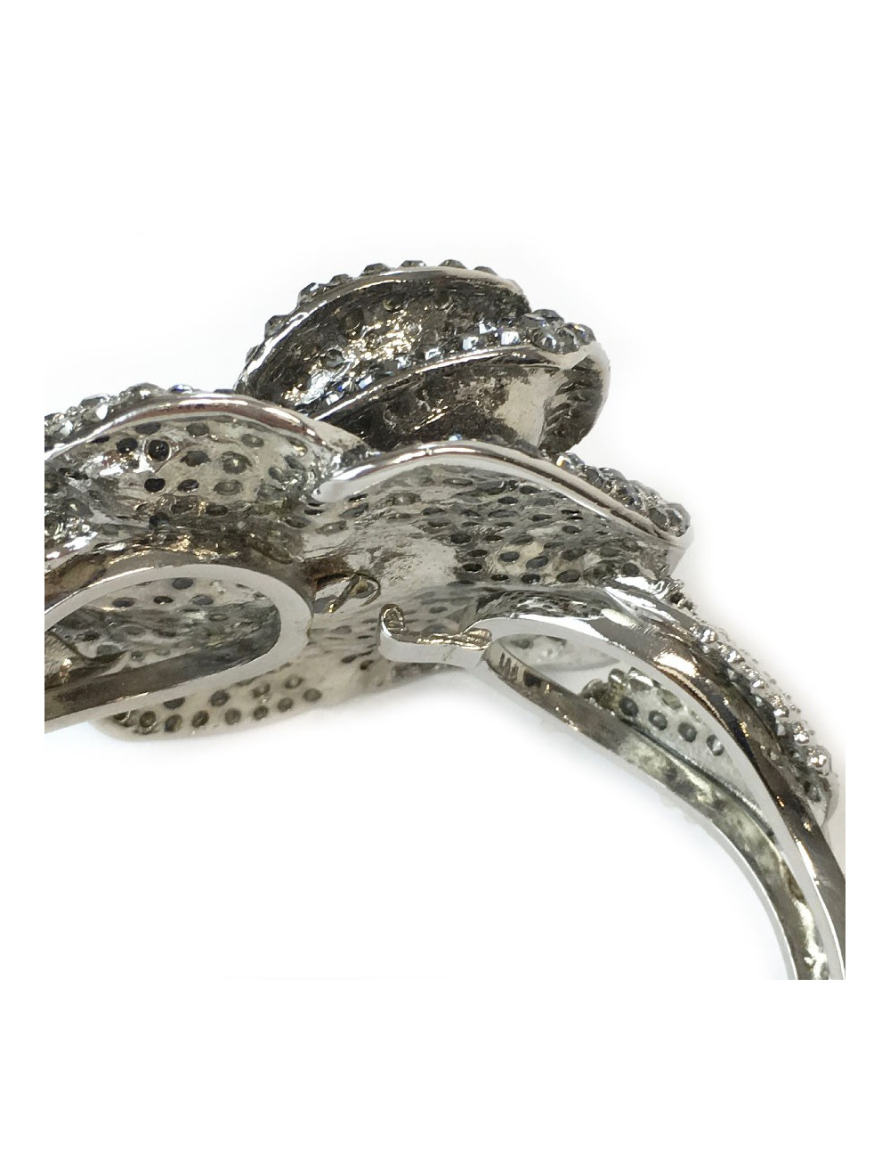 Bracelet camélia métal argent et strass