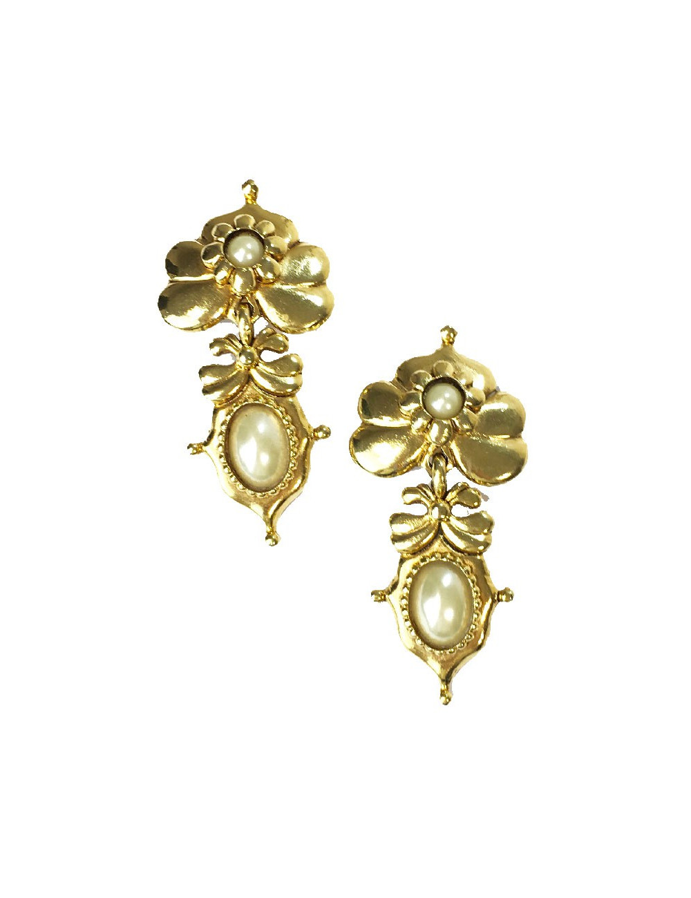 Boucles d'oreille clips ABBEYROAD pendantes dorées