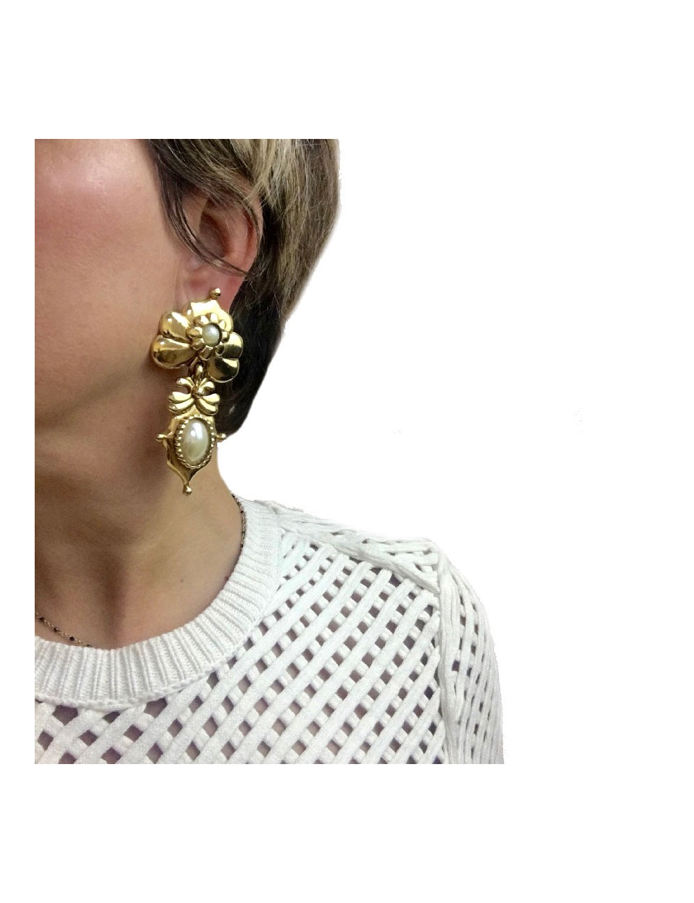 Boucles d'oreille clips ABBEYROAD pendantes dorées