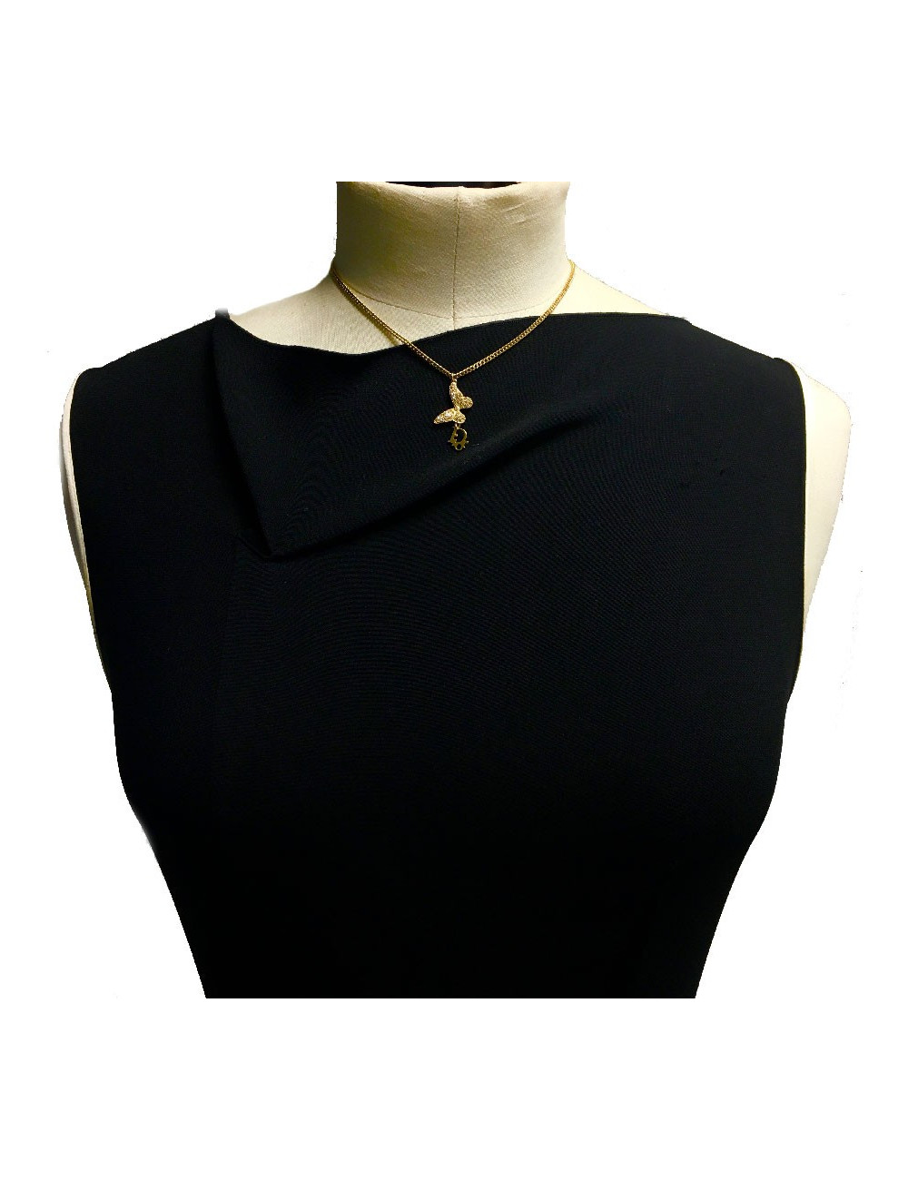 Collier DIOR papillon doré et strass