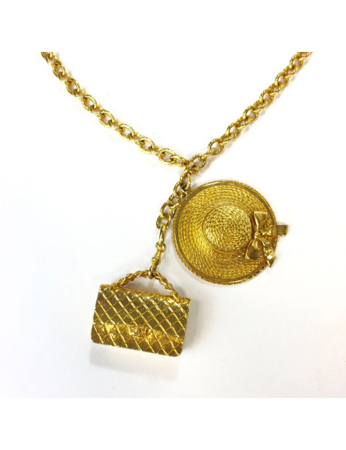 Sautoir CHANEL sac et chapeau Vintage
