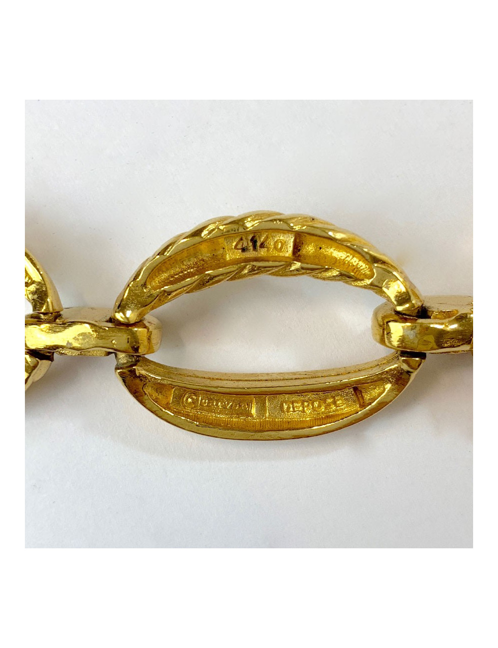 Bracelet CARVEN Vintage en métal doré et strass