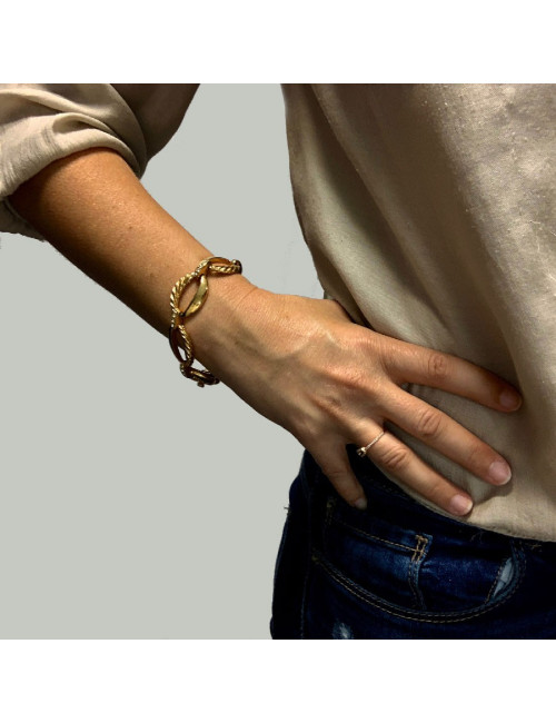 Bracelet CARVEN Vintage en métal doré et strass