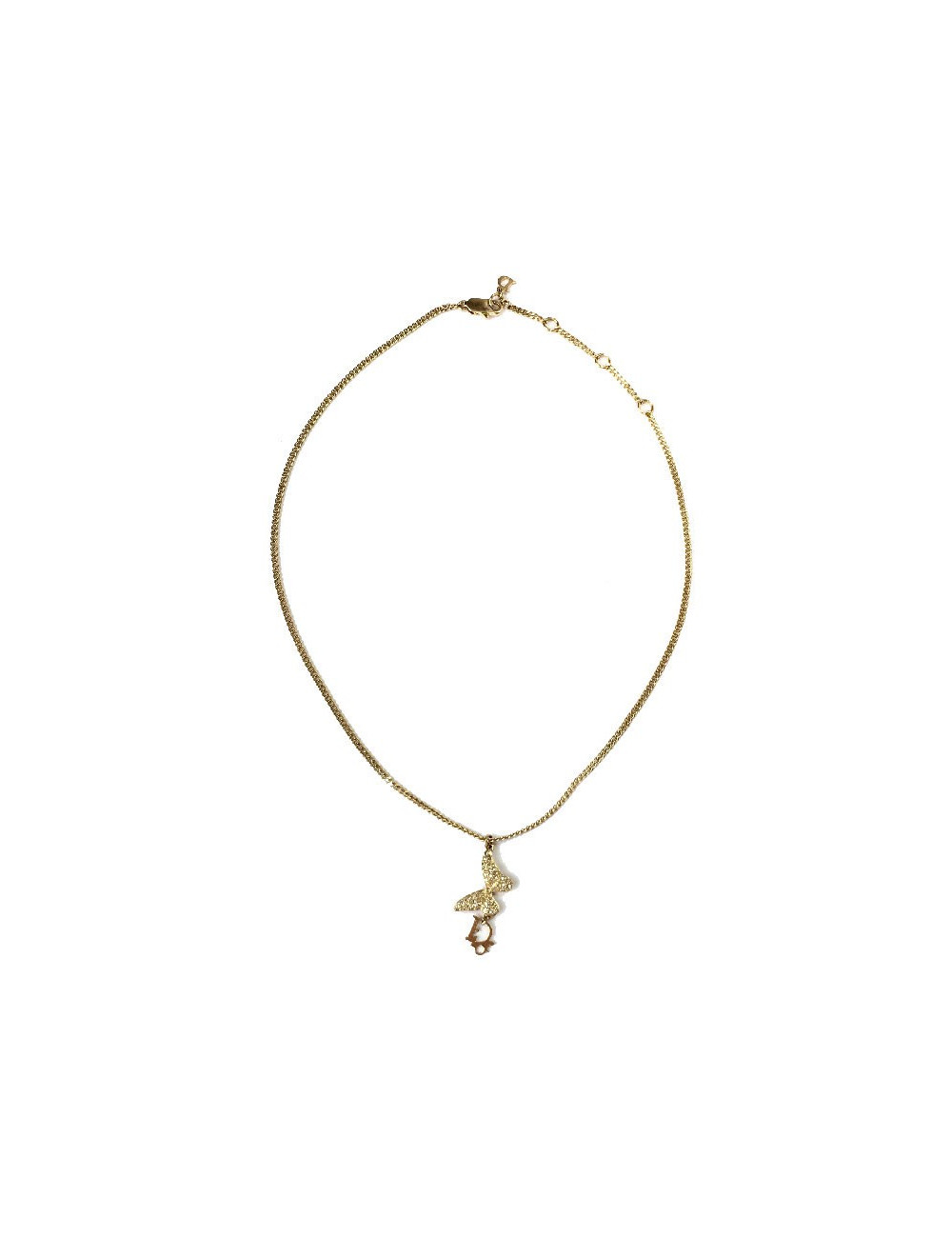 Collier DIOR papillon doré et strass