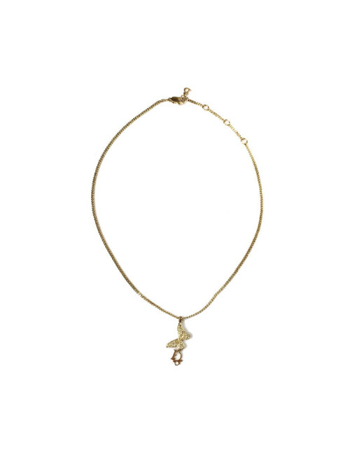 Collier DIOR papillon doré et strass