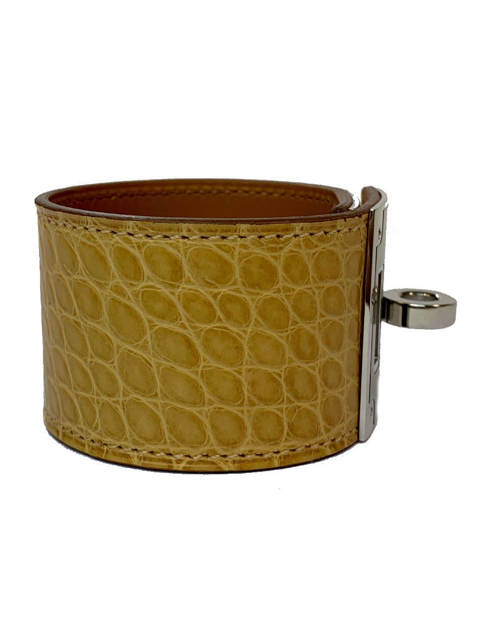 Manchette Kelly dog  HERMES alligator mat jaune mais