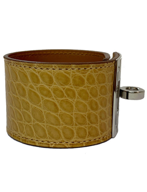 Manchette Kelly dog  HERMES alligator mat jaune mais