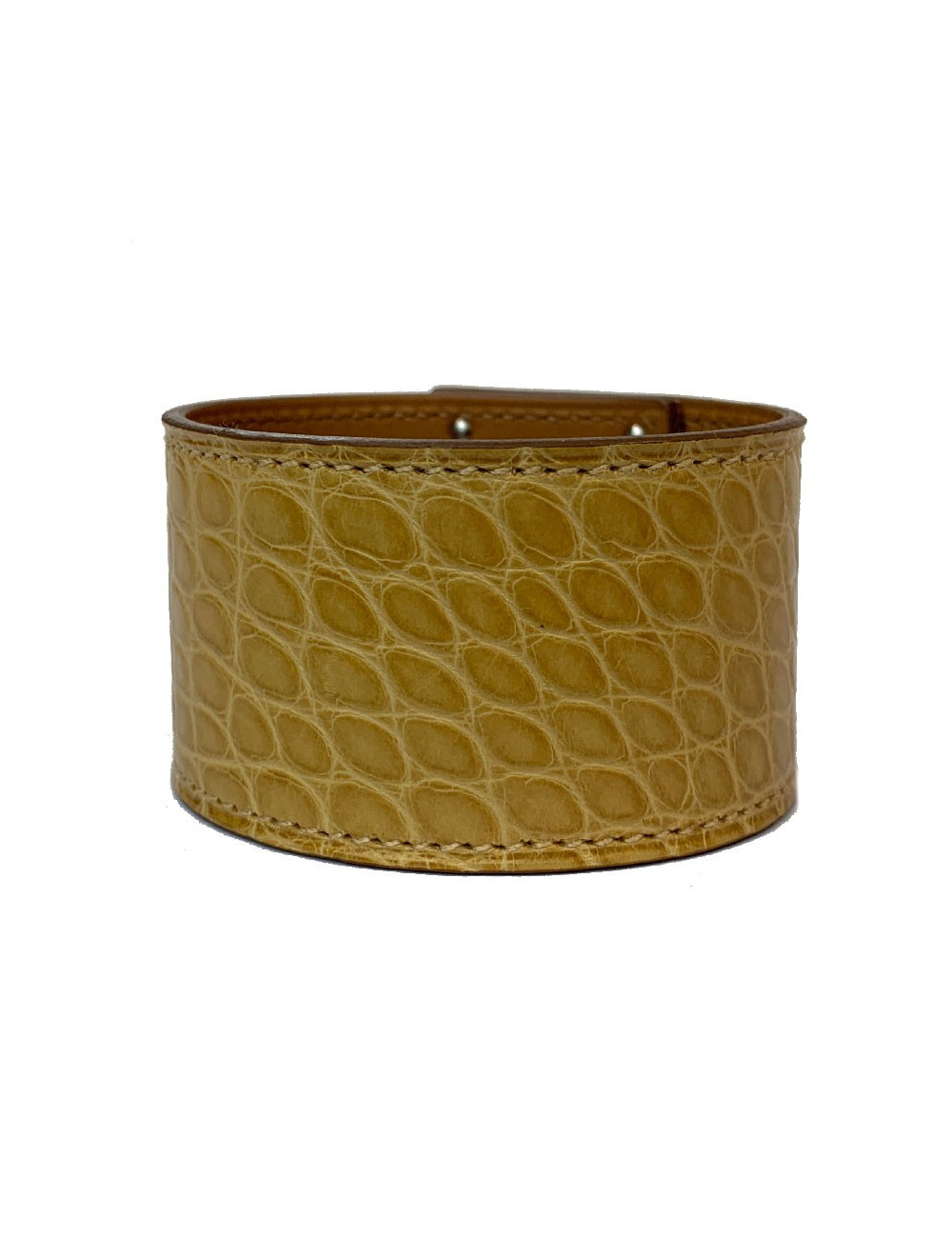 Manchette Kelly dog  HERMES alligator mat jaune mais