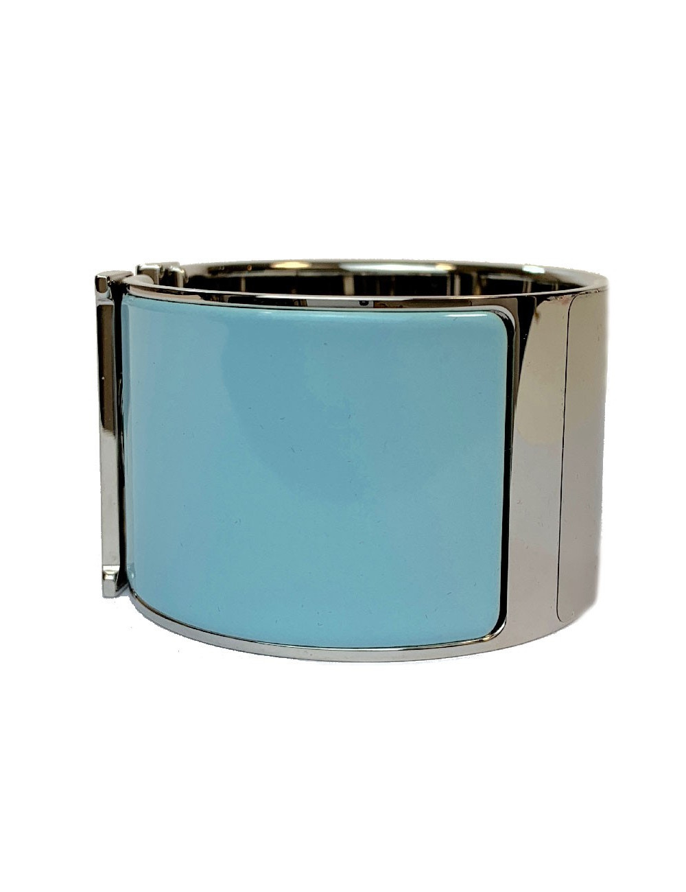 Manchette HERMES émail bleu glacier CLIC H GM