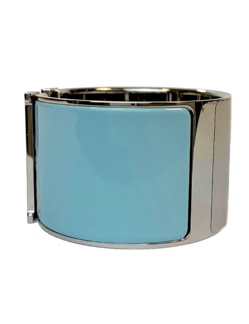 Manchette HERMES émail bleu glacier CLIC H GM