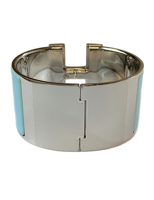 Manchette HERMES émail bleu glacier CLIC H GM