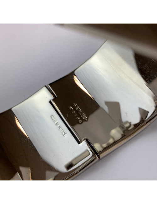 Manchette HERMES émail bleu glacier CLIC H GM