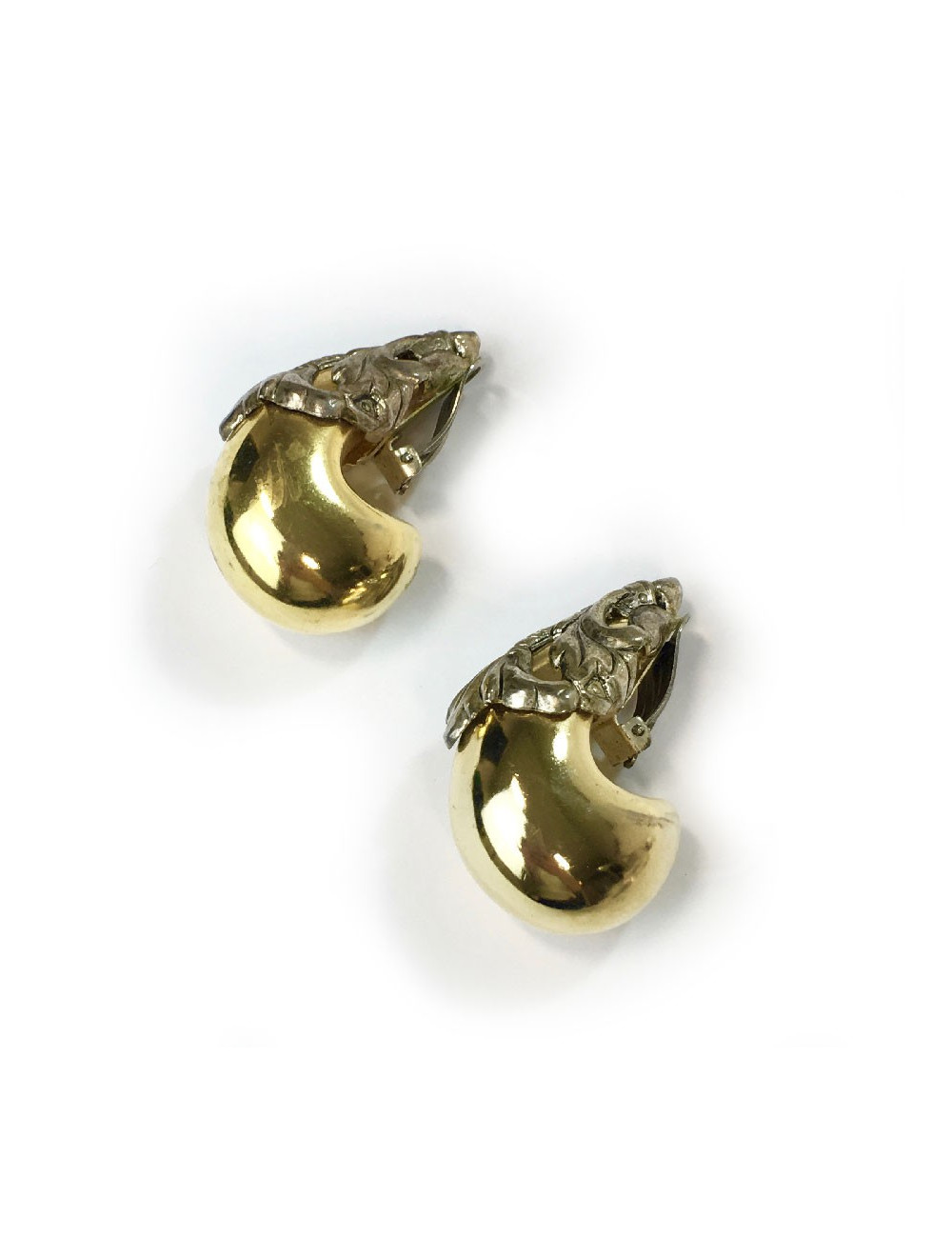 Boucles d'oreille clips ISABEL CANOVAS bicolores dorées et argent