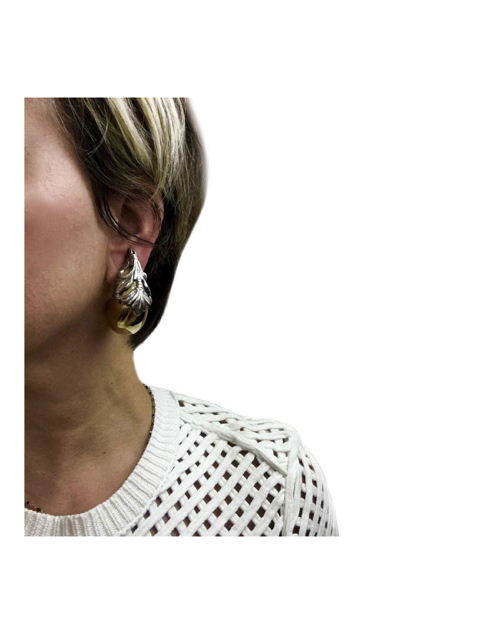 Boucles d'oreille clips ISABEL CANOVAS bicolores dorées et argent