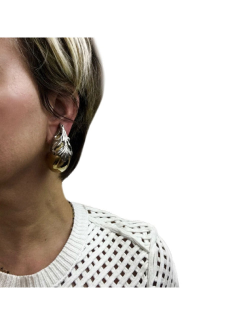 Boucles d'oreille clips ISABEL CANOVAS bicolores dorées et argent