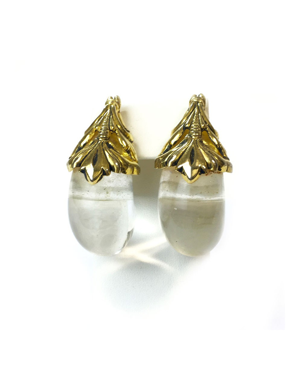 Boucles d'oreille clips ISABEL CANOVAS dorées et transparentes