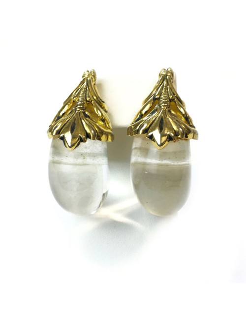 Boucles d'oreille clips ISABEL CANOVAS dorées et transparentes