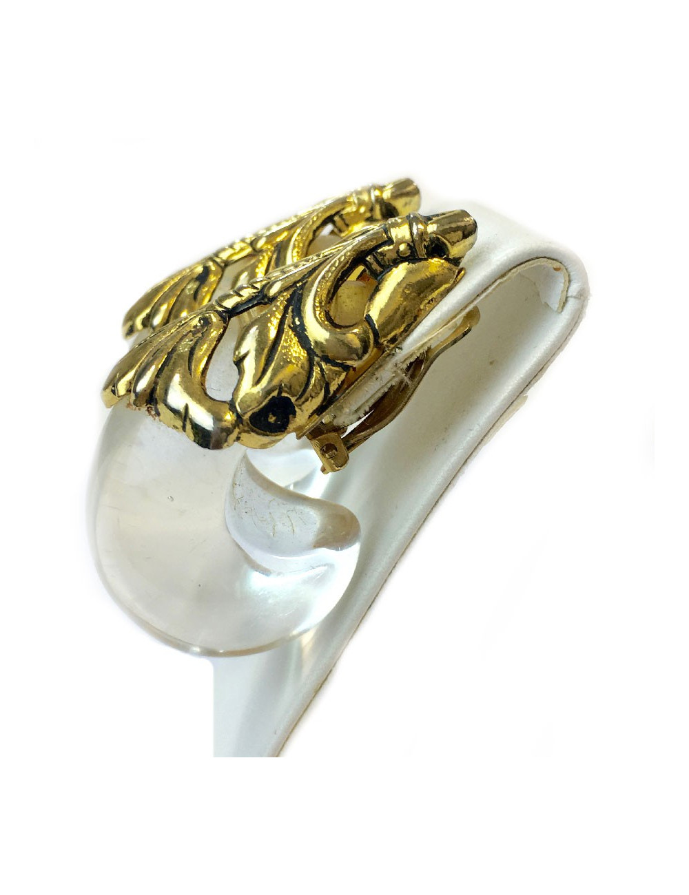 Boucles d'oreille clips ISABEL CANOVAS dorées et transparentes