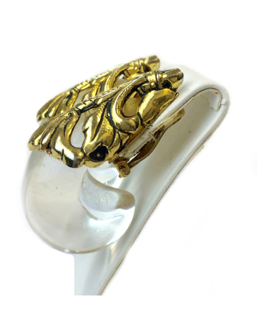 Boucles d'oreille clips ISABEL CANOVAS dorées et transparentes