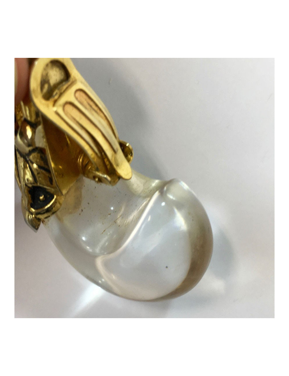 Boucles d'oreille clips ISABEL CANOVAS dorées et transparentes