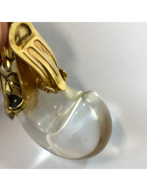 Boucles d'oreille clips ISABEL CANOVAS dorées et transparentes