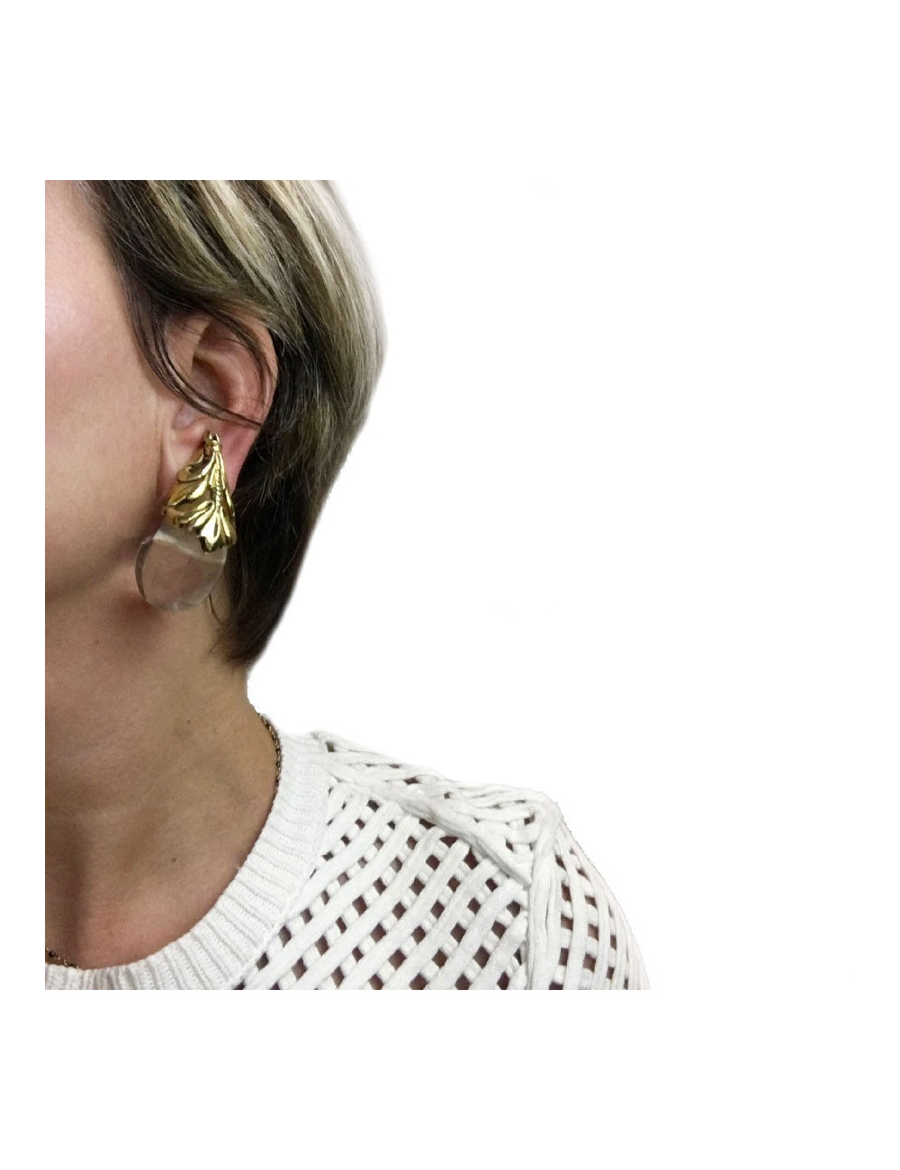 Boucles d'oreille clips ISABEL CANOVAS dorées et transparentes