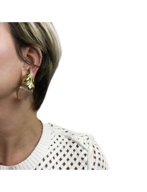 Boucles d'oreille clips ISABEL CANOVAS dorées et transparentes