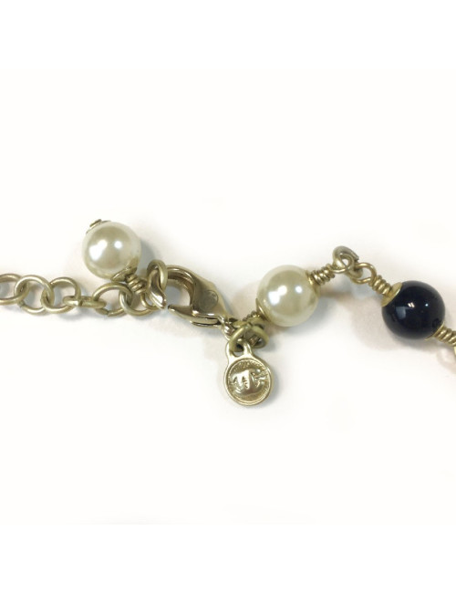 Sautoir CHANEL doré et perles multicolores