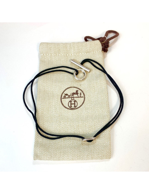 Collier HERMES Skipper cordon et chaîne d'ancre argent