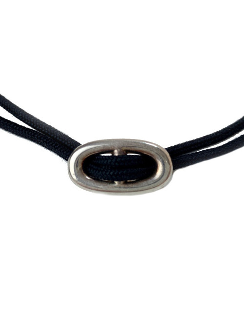 Collier HERMES Skipper cordon et chaîne d'ancre argent