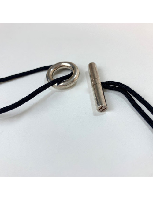 Collier HERMES Skipper cordon et chaîne d'ancre argent